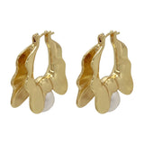 Bilandi Geometric Metal Drop Earrings with Simulated Pearl