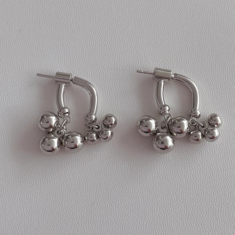 Bilandi 925 Silver Front Bead Drop Earrings