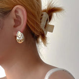 Bilandi 925 Silver Needle Stud Earrings Front Metal Splicing Women Party Gift