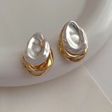 Bilandi 925 Silver Needle Stud Earrings Front Metal Splicing Women Party Gift
