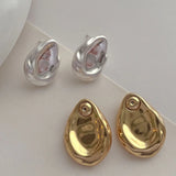 Bilandi 925 Silver Needle Stud Earrings Front Metal Splicing Women Party Gift