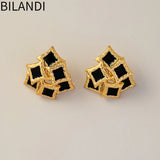 Bilandi 925 Silver Geometric Stud Earrings For Women