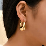 925 Silver Hoop Earrings Smooth Round Chunky for Women Party Gift