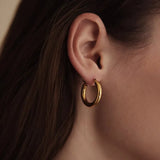 925 Silver Hoop Earrings Smooth Round Chunky for Women Party Gift