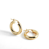 925 Silver Hoop Earrings Smooth Round Chunky for Women Party Gift