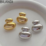 Bilandi 925 Silver Smooth Shine Stud Earrings For Women Girl Party Wedding