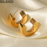Bilandi 925 Silver Metal Hoop Earrings for Women Party Accessories