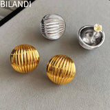 Bilandi 925 Silver Needle Metal Stud Earrings for Women
