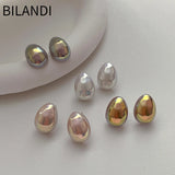Colorful Simulated Pearl Stud Earrings 925 Silver