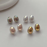 Colorful Simulated Pearl Stud Earrings 925 Silver