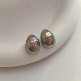 Colorful Simulated Pearl Stud Earrings 925 Silver
