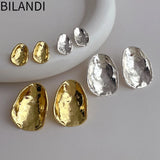 Bilandi 925 Silver Needle Metallic Stud Earrings for Women