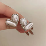 925 Silver Heart Stud Earrings with Simulated Pearl - Party Gift