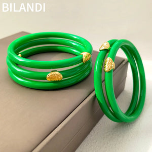 Green Silicone Bracelet Bangle Modern Style for Women Gift Hot
