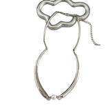 Silver Metal Tube Simulated Pearl Choker Necklace for Women Girl Gift