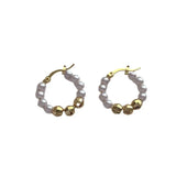Silver Plated Simulated Pearl Hoop Earrings For Women Girl Party Gift