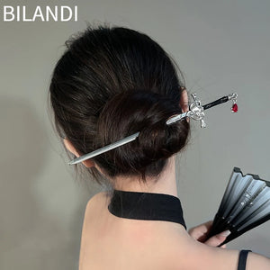 Bilandi Jewelry Sward Hair Pin Metal Barrette Clip Hairpins For Women