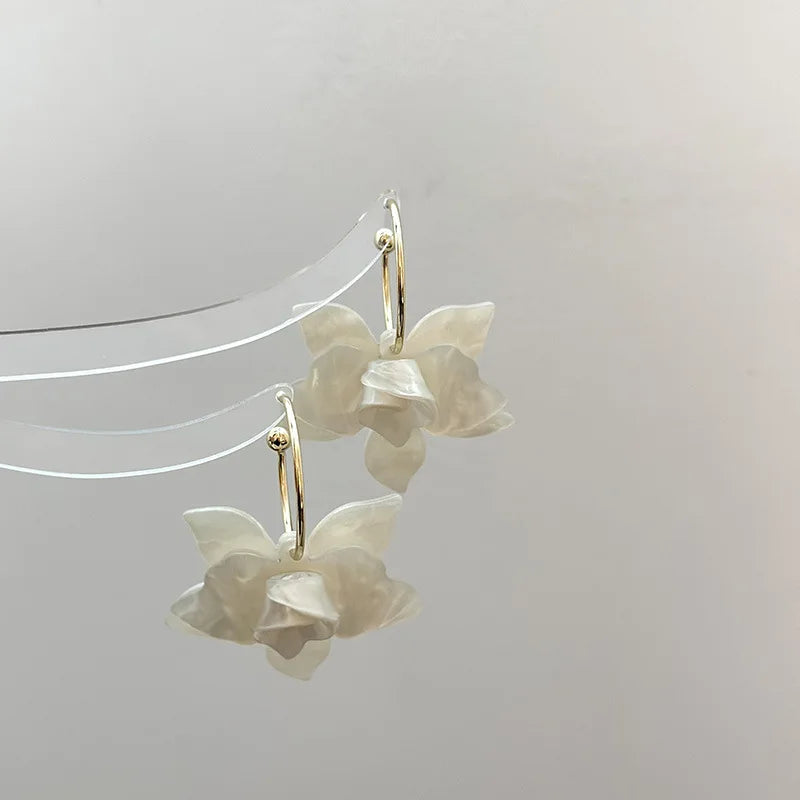 Bilandi 925 Silver Resin Flower Dangle Earrings Women Girl Gift