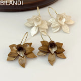 Bilandi 925 Silver Resin Flower Dangle Earrings Women Girl Gift