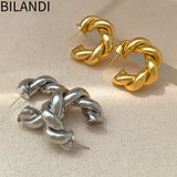 Bilandi Modern 925 Silver Hoop Earrings For Women
