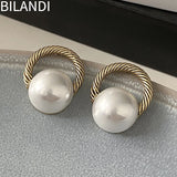 Bilandi 925 Silver Needle Pearl Earring for Women Wedding
