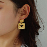 Bilandi 925 Silver Metallic Heart Drop Earrings for Women