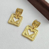 Bilandi 925 Silver Metallic Heart Drop Earrings for Women