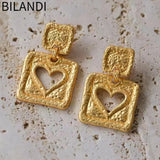 Bilandi 925 Silver Metallic Heart Drop Earrings for Women