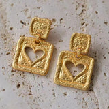 Bilandi 925 Silver Metallic Heart Drop Earrings for Women