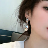 Bilandi 925 Silver Oval Metal Dangle Earrings