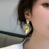 Bilandi 925 Silver Oval Metal Dangle Earrings