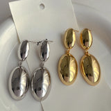 Bilandi 925 Silver Oval Metal Dangle Earrings