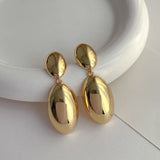 Bilandi 925 Silver Oval Metal Dangle Earrings
