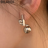 Bilandi Modern 925 Silver Earrings Metallic Bead Women Accessories
