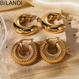 Bilandi 925 Silver Geometric Hoop Earrings For Women Girl Party Wedding Gift