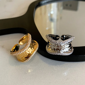 Geometric Glass Rings for Women, Silver Plated, Modern Jewelry