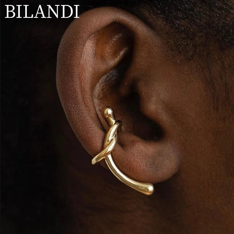Bilandi Metal Ear Clip Vintage Geometric Earrings for Women