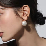 Silver Ball Simulated Pearl Earrings For Women Girl Party Wedding Gift