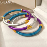 Bilandi Modern Jewelry Splicing Bracelet - Hot Purple Silicone Bangle