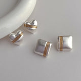 925 Silver Matte Square Heart Stud Earrings For Women