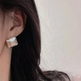 925 Silver Matte Square Heart Stud Earrings For Women