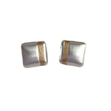 925 Silver Matte Square Heart Stud Earrings For Women
