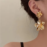 Bilandi 925 Silver Metallic Flower Earrings for Women - Wedding Party Accessory