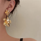 Bilandi 925 Silver Metallic Flower Earrings for Women - Wedding Party Accessory