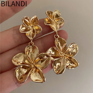 Bilandi 925 Silver Metallic Flower Earrings for Women - Wedding Party Accessory