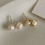 Bilandi 925 Silver Metal Pearl Stud Earrings for Women Gift