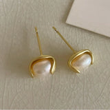 Bilandi 925 Silver Metal Pearl Stud Earrings for Women Gift
