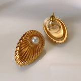 Bilandi Jewelry 925 Silver Stud Earrings with Simulated Pearl