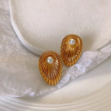 Bilandi Jewelry 925 Silver Stud Earrings with Simulated Pearl