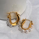 Bilandi U Shape Pearl Earrings - Elegant Women's Jewelry